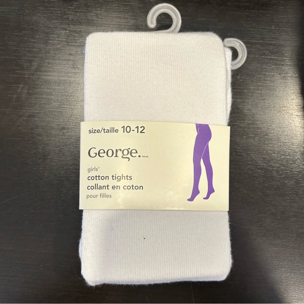 ☀️ 3/$15 George Girls' Cotton Fashion Tights White